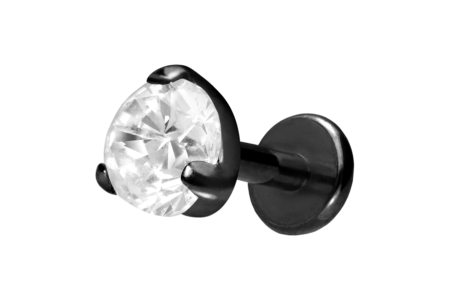 Titan Labret Piercing mit Innengewinde EINGEFASSTER KRISTALL